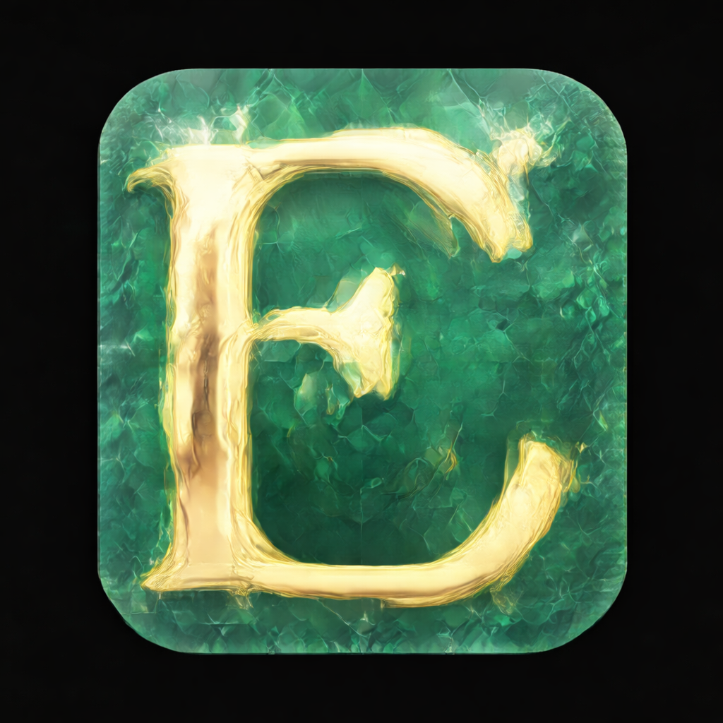 Emerald sigil with gold E